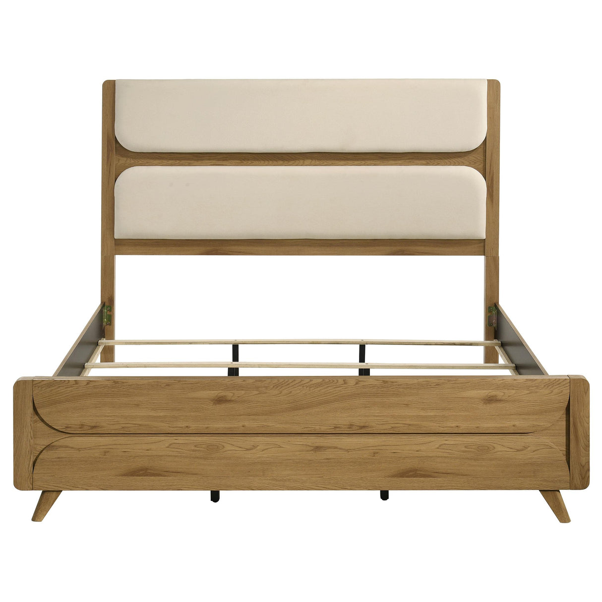 Bennett Light Oak and Cream 62-inch Eastern King Upholstered Panel Bed from Coaster - Luna Furniture