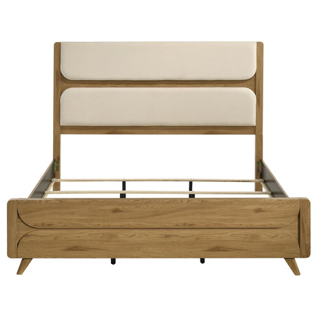 Bennett Light Oak and Cream 62-inch Eastern King Upholstered Panel Bed from Coaster - Luna Furniture
