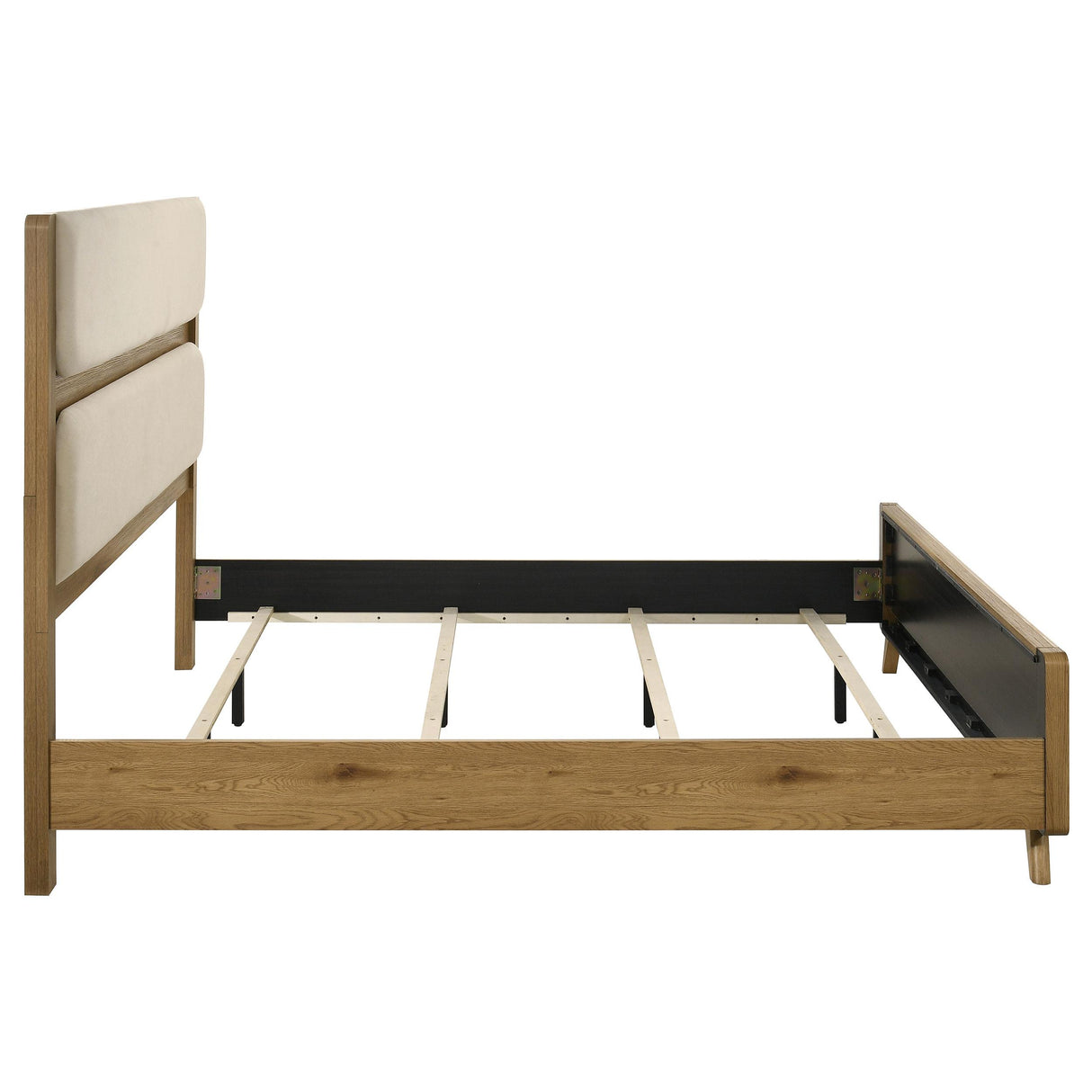 Bennett Light Oak and Cream 62-inch Eastern King Upholstered Panel Bed from Coaster - Luna Furniture