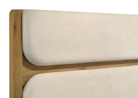 Bennett Light Oak and Cream California King Upholstered Panel Bed from Coaster - Luna Furniture