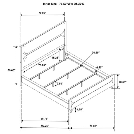 Bennett Light Oak and Cream California King Upholstered Panel Bed from Coaster - Luna Furniture