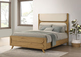 Bennett Light Oak and Cream 62-inch Queen Upholstered Panel Bed from Coaster - Luna Furniture