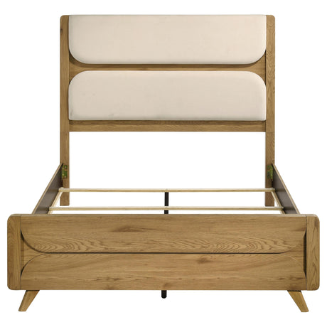Bennett Light Oak and Cream 62-inch Queen Upholstered Panel Bed from Coaster - Luna Furniture