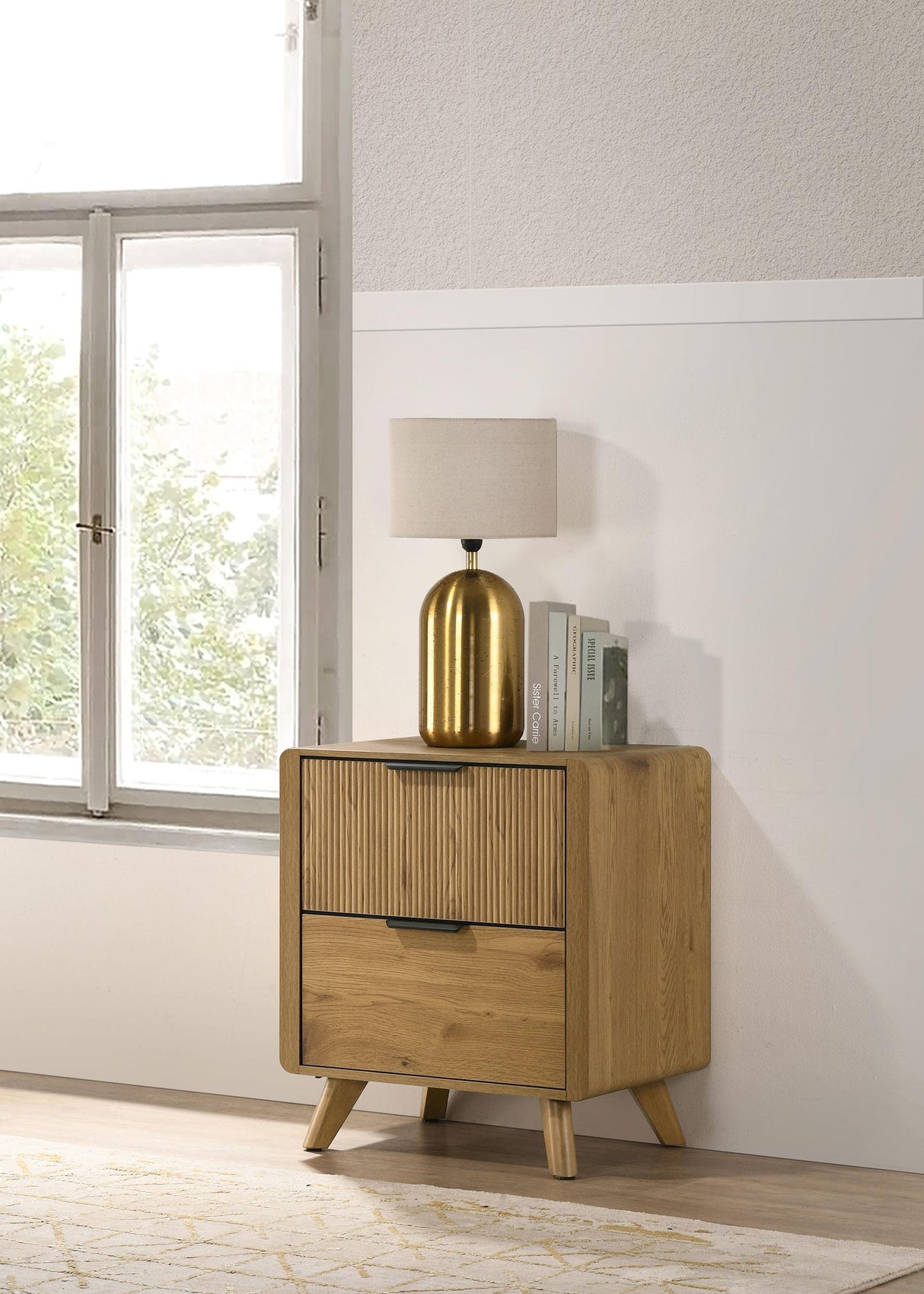 Bennett Light Oak 2-drawer Bedroom Nightstand Bedside Table from Coaster - Luna Furniture