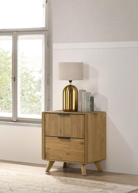 Bennett Light Oak 2-drawer Bedroom Nightstand Bedside Table from Coaster - Luna Furniture