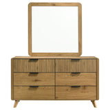 Bennett Light Oak 6-drawer Bedroom Dresser and Mirror Set from Coaster - Luna Furniture