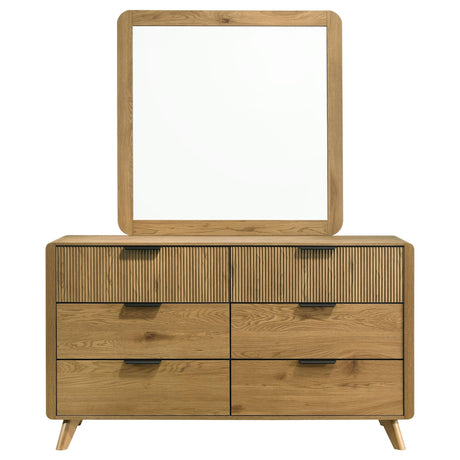 Bennett Light Oak 6-drawer Bedroom Dresser and Mirror Set from Coaster - Luna Furniture
