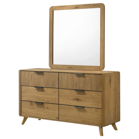 Bennett Light Oak 6-drawer Bedroom Dresser and Mirror Set from Coaster - Luna Furniture