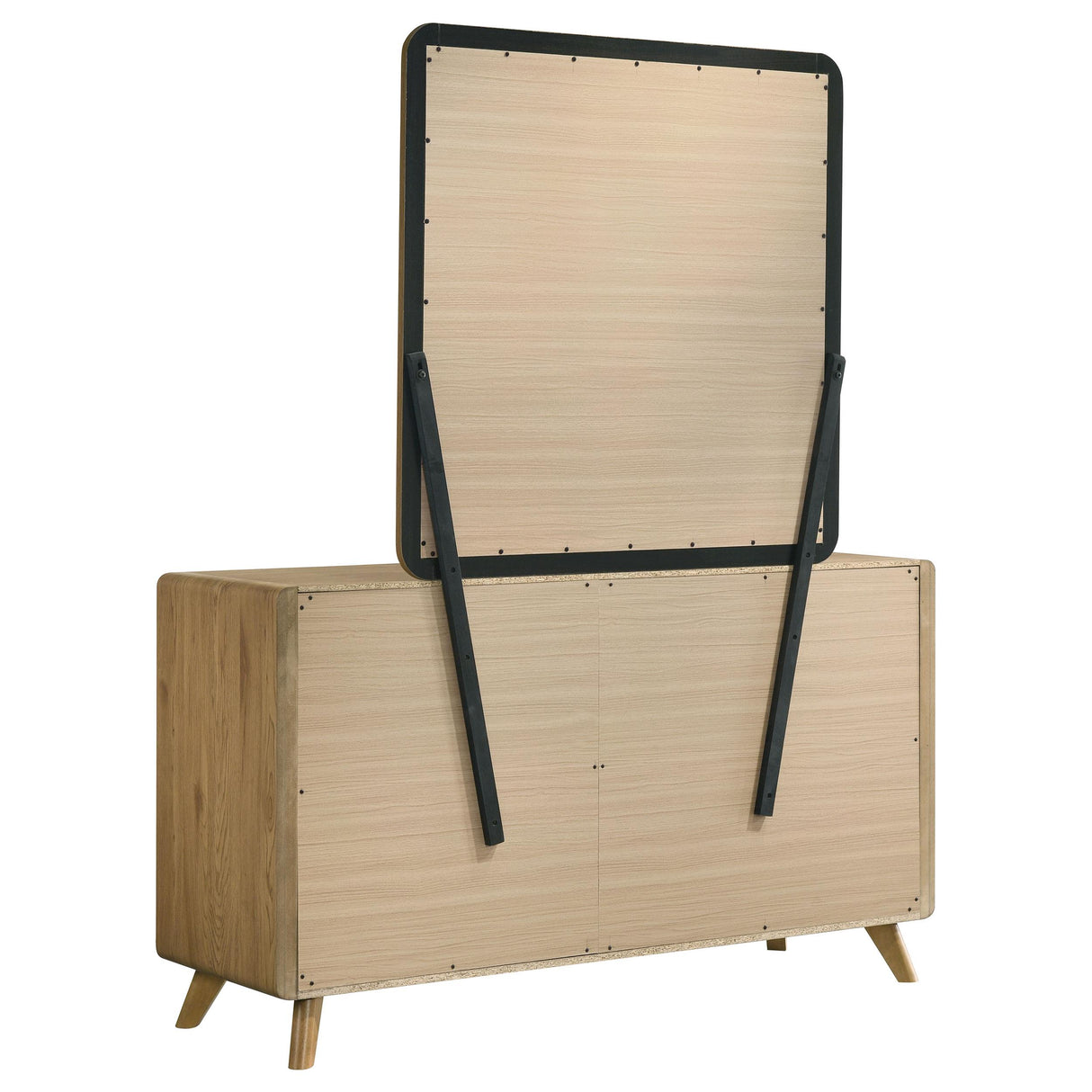 Bennett Light Oak 6-drawer Bedroom Dresser and Mirror Set from Coaster - Luna Furniture