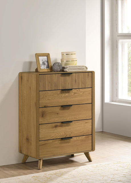 Bennett Light Oak 5-drawer Bedroom Chest of Drawers from Coaster - Luna Furniture