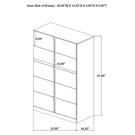 Ines Navy and White High Gloss 5-Piece Eastern King Bedroom Set from Coaster - Luna Furniture