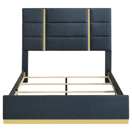 Ines Navy 52-inch Upholstered Queen Panel Bed from Coaster - Luna Furniture