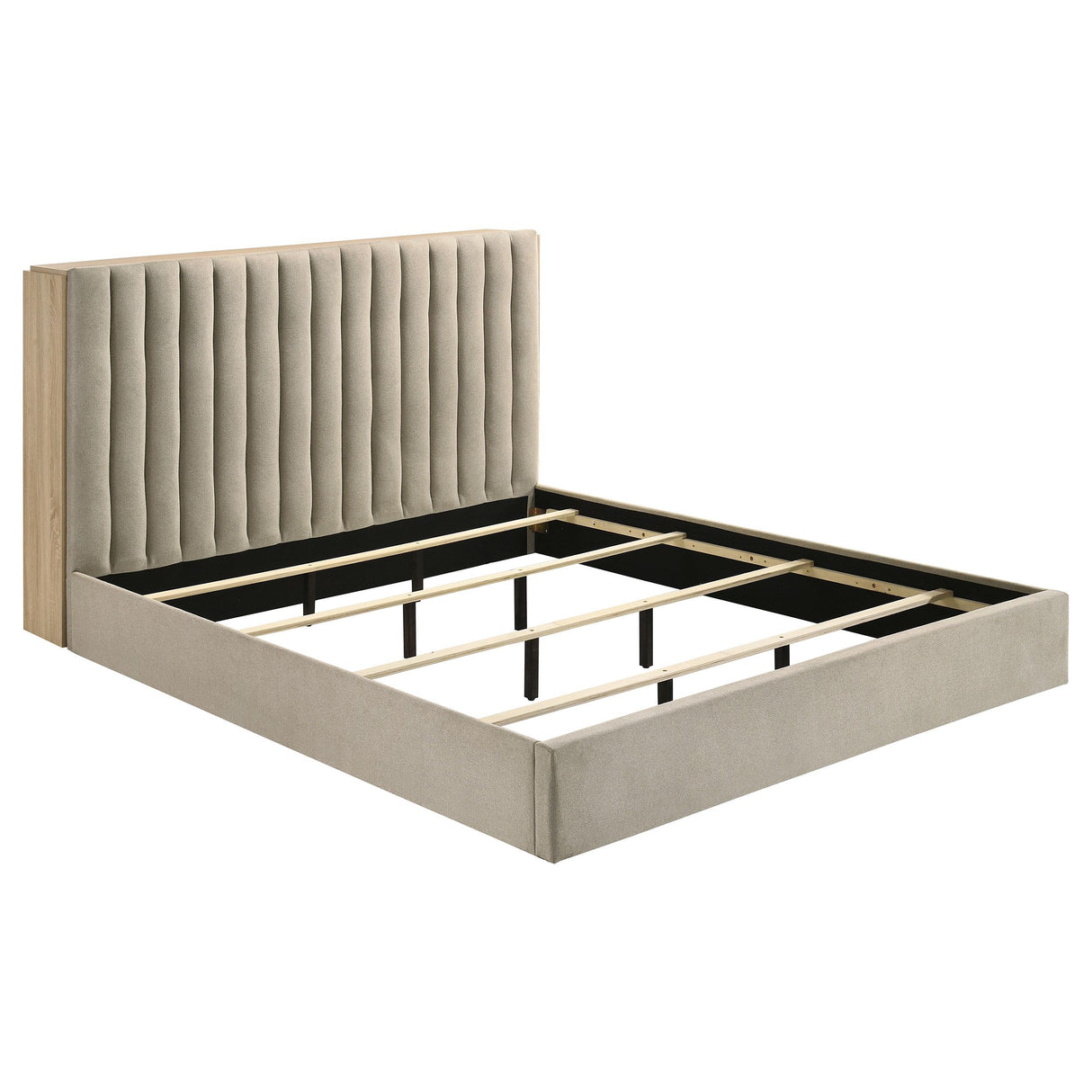 Arielle Light Oak Eastern King Bookcase Panel Storage Bed from Coaster - Luna Furniture