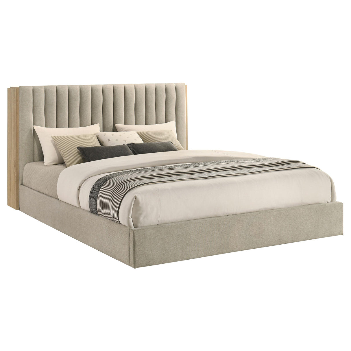 Arielle Light Oak Eastern King Bookcase Panel Storage Bed from Coaster - Luna Furniture