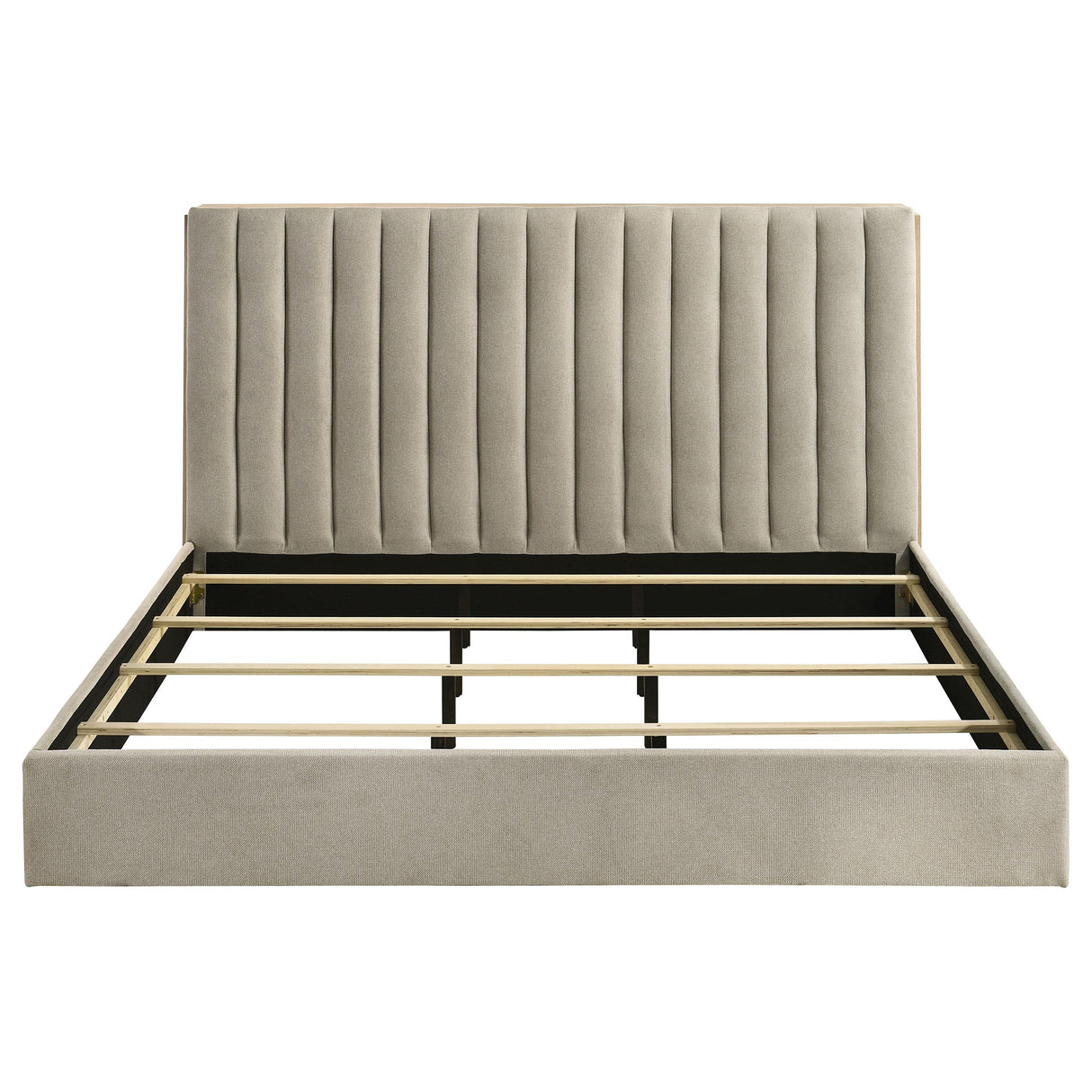 Arielle Light Oak Eastern King Bookcase Panel Storage Bed from Coaster - Luna Furniture