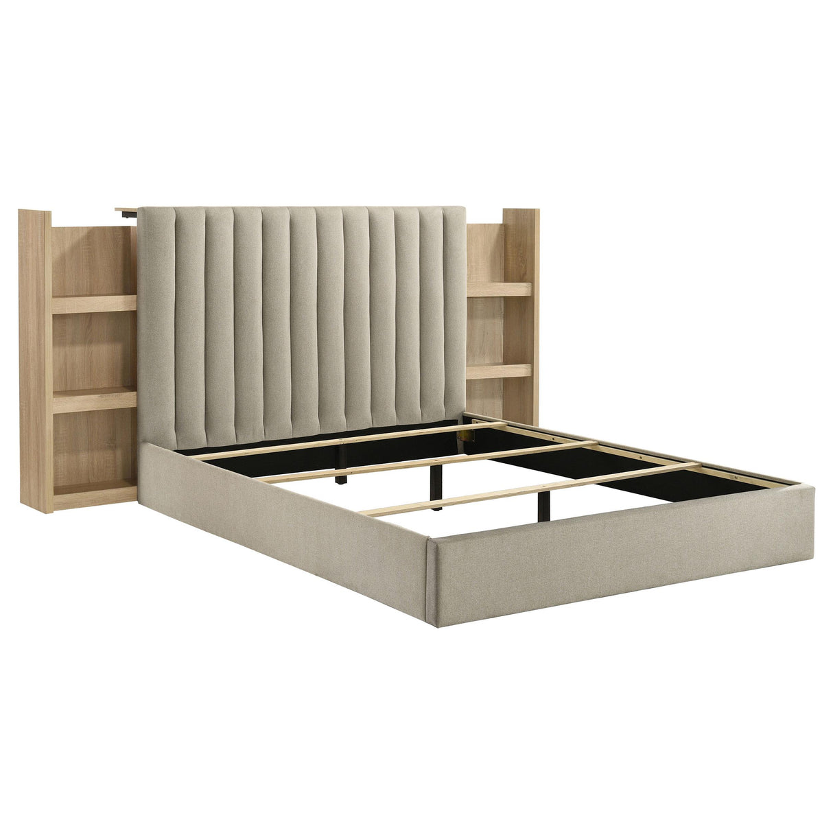 Arielle Light Oak Queen Bookcase Panel Storage Bed from Coaster - Luna Furniture
