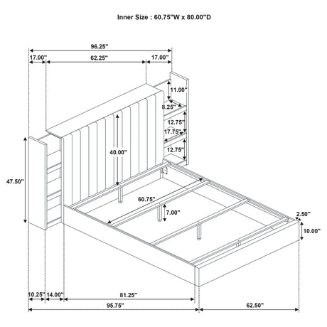 Arielle Light Oak Queen Bookcase Panel Storage Bed from Coaster - Luna Furniture