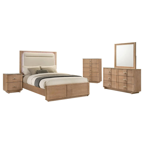 Leanne Light Oak 5-piece Eastern King Bedroom Set from Coaster - Luna Furniture