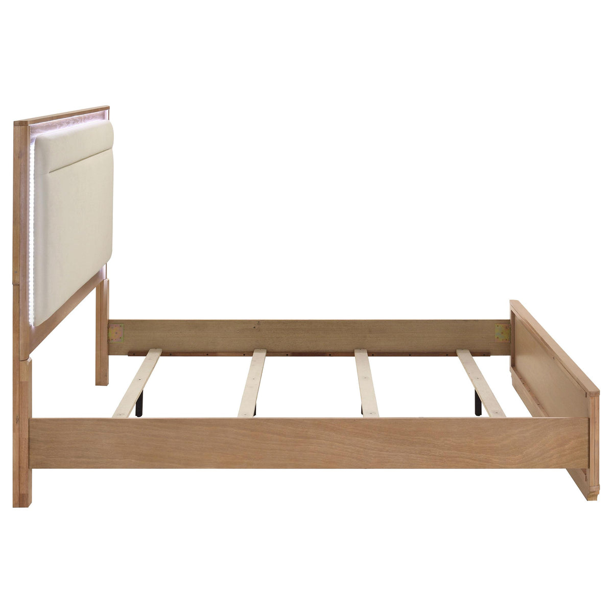 Leanne Light Oak/Off White Eastern King LED Panel Bed from Coaster - Luna Furniture