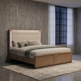 Leanne Light Oak and Off White Queen LED Panel Bed from Coaster - Luna Furniture