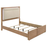 Leanne Light Oak and Off White Queen LED Panel Bed from Coaster - Luna Furniture