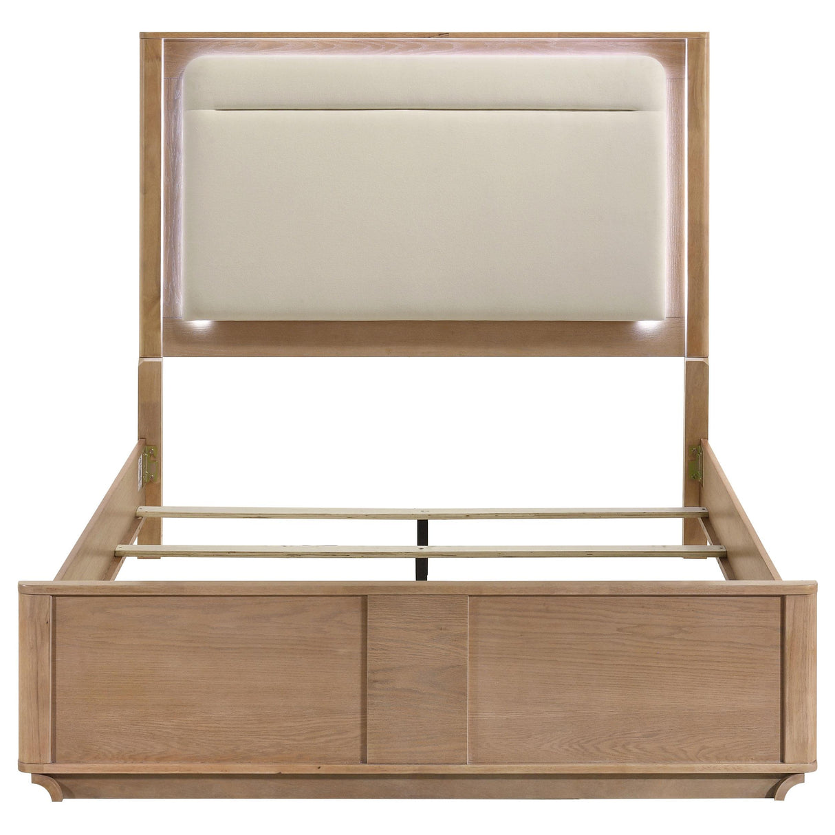 Leanne Light Oak and Off White Queen LED Panel Bed from Coaster - Luna Furniture