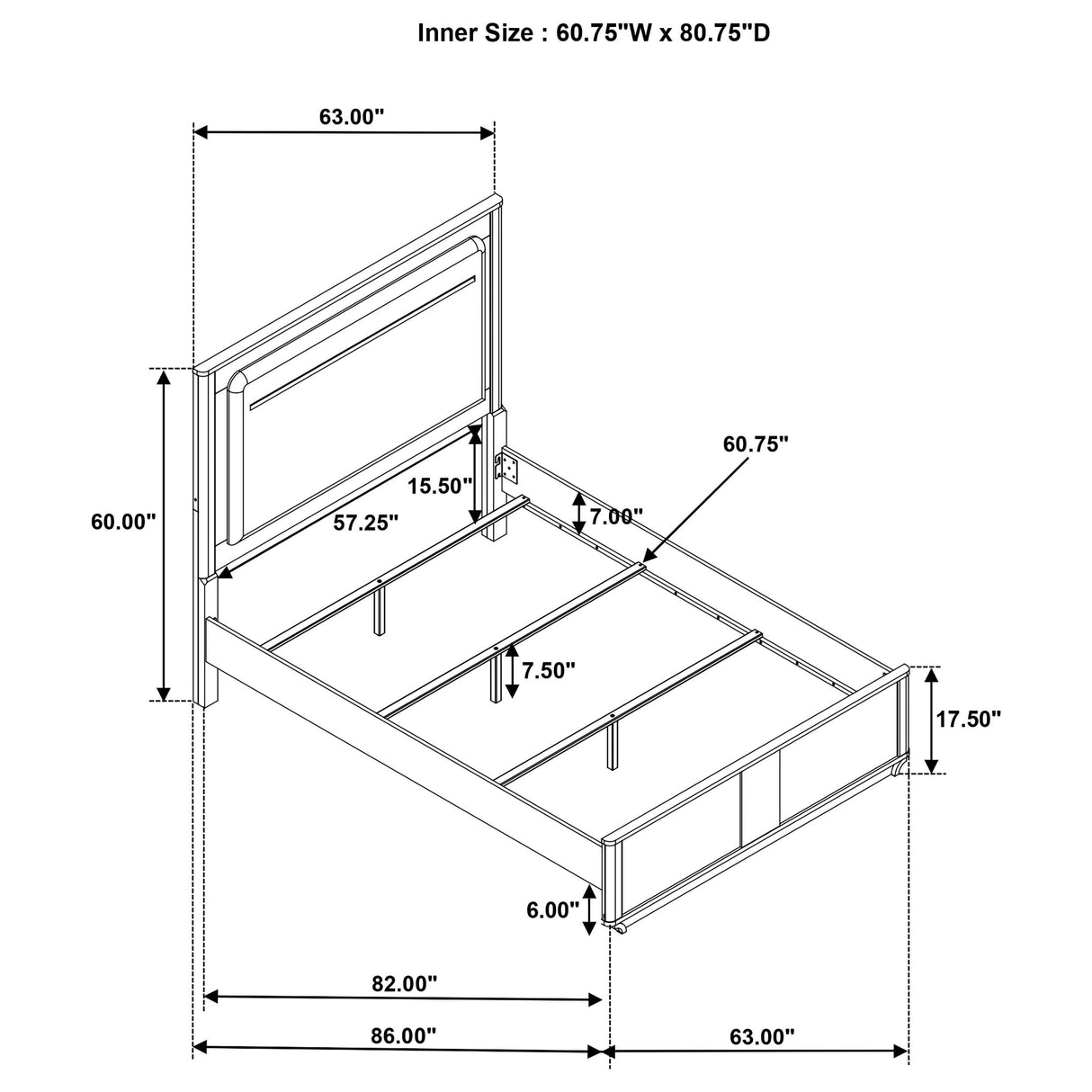 Leanne Light Oak and Off White Queen LED Panel Bed from Coaster - Luna Furniture