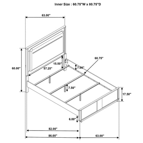 Leanne Light Oak and Off White Queen LED Panel Bed from Coaster - Luna Furniture