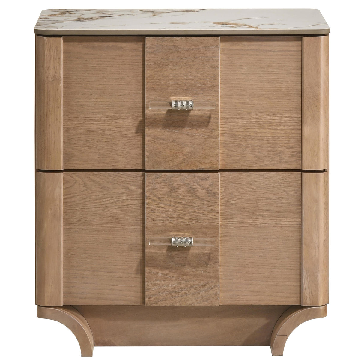 Leanne Light Oak 2-drawer Sinter Stone Top Nightstand from Coaster - Luna Furniture