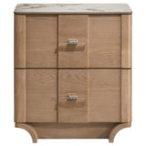 Leanne Light Oak 2-drawer Sinter Stone Top Nightstand from Coaster - Luna Furniture