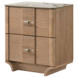 Leanne Light Oak 2-drawer Sinter Stone Top Nightstand from Coaster - Luna Furniture