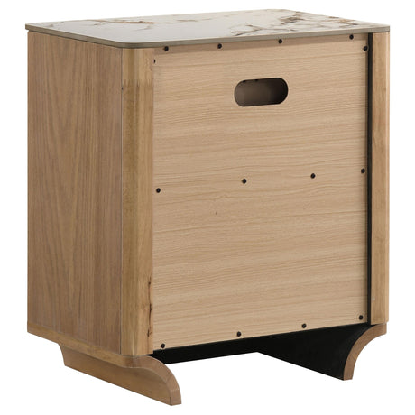 Leanne Light Oak 2-drawer Sinter Stone Top Nightstand from Coaster - Luna Furniture