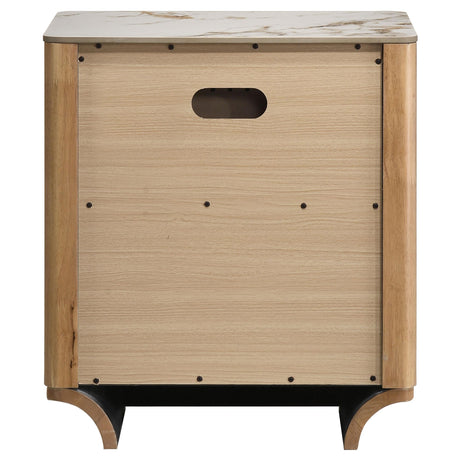 Leanne Light Oak 2-drawer Sinter Stone Top Nightstand from Coaster - Luna Furniture