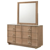 Leanne Light Oak 6-drawer Sinter Stone Top Dresser and Mirror from Coaster - Luna Furniture