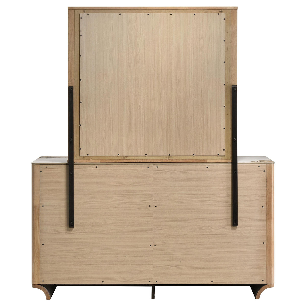 Leanne Light Oak 6-drawer Sinter Stone Top Dresser and Mirror from Coaster - Luna Furniture