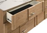 Leanne Light Oak 6-drawer Sinter Stone Top Dresser and Mirror from Coaster - Luna Furniture