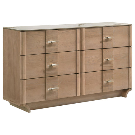 Leanne Light Oak 6-drawer from Coaster - Luna Furniture