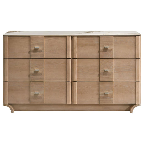 Leanne Light Oak 6-drawer from Coaster - Luna Furniture