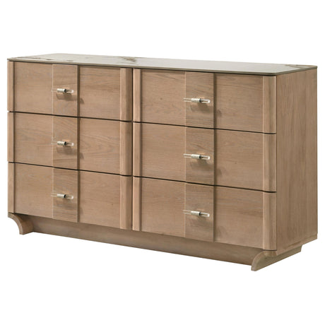 Leanne Light Oak 6-drawer from Coaster - Luna Furniture