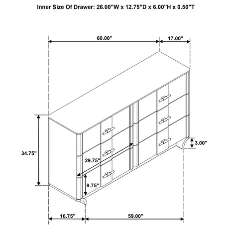 Leanne Light Oak 6-drawer from Coaster - Luna Furniture