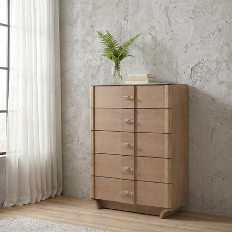 Leanne Light Oak 5-drawer Sinter Stone Top Chest of Drawers from Coaster - Luna Furniture