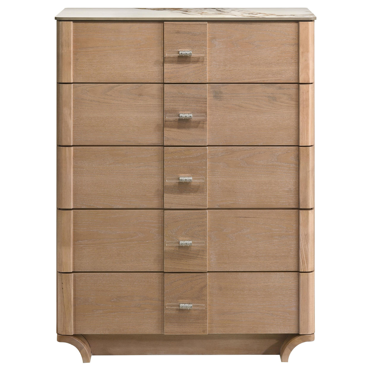 Leanne Light Oak 5-drawer Sinter Stone Top Chest of Drawers from Coaster - Luna Furniture
