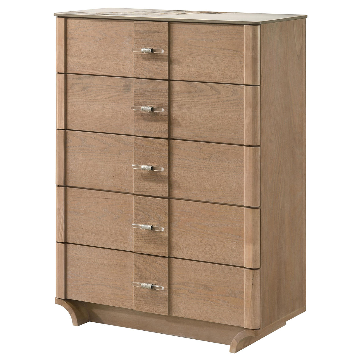 Leanne Light Oak 5-drawer Sinter Stone Top Chest of Drawers from Coaster - Luna Furniture