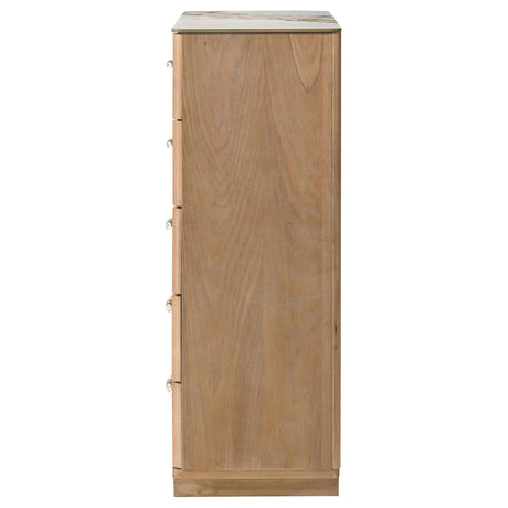 Leanne Light Oak 5-drawer Sinter Stone Top Chest of Drawers from Coaster - Luna Furniture