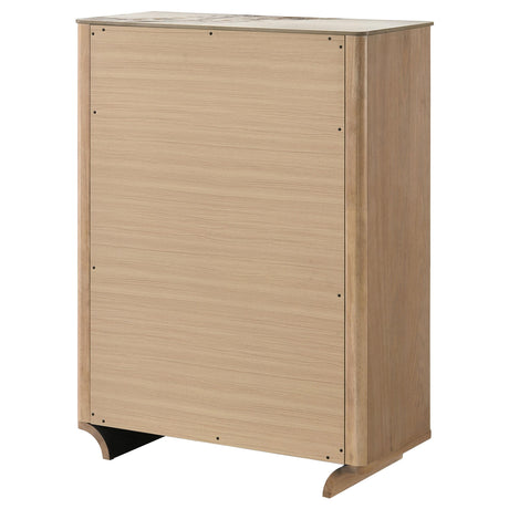 Leanne Light Oak 5-drawer Sinter Stone Top Chest of Drawers from Coaster - Luna Furniture