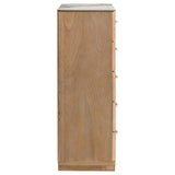 Leanne Light Oak 5-drawer Sinter Stone Top Chest of Drawers from Coaster - Luna Furniture
