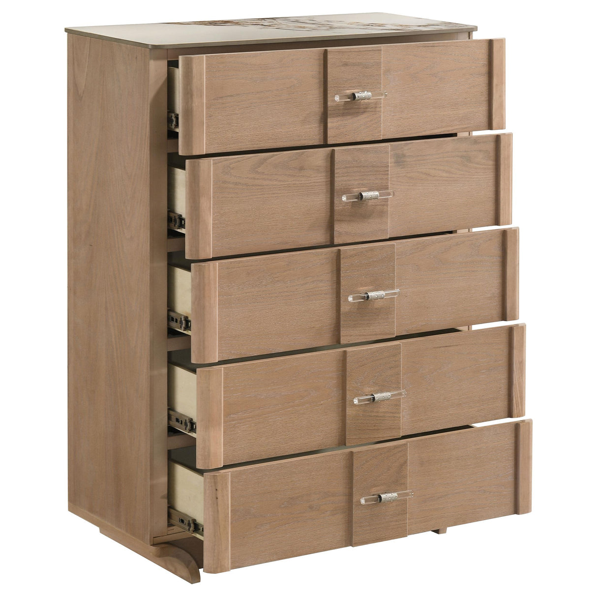 Leanne Light Oak 5-drawer Sinter Stone Top Chest of Drawers from Coaster - Luna Furniture