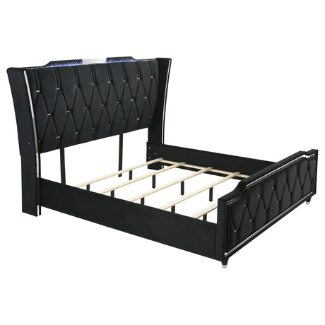 Lorient Black California King LED Upholstered Bed from Coaster - Luna Furniture