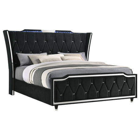 Lorient Black California King LED Upholstered Bed from Coaster - Luna Furniture