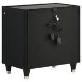 Ravenne Black 5-piece Velvet Upholstered Eastern King LED Bedroom Set from Coaster - Luna Furniture